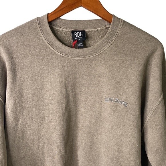 BDG Urban Outfitter Cropped Drawstring Crewneck Sweater Sweatshirt Top Neutral - Picture 3 of 15